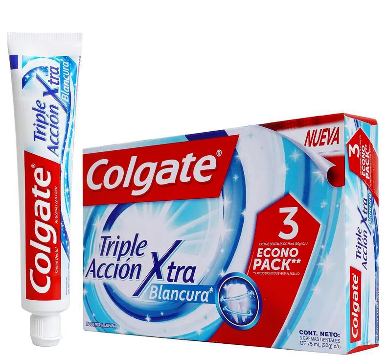 Crema Dental Colgate Triple Acción Xtra Blancura X 3 Unidades de 100 Ml C/u