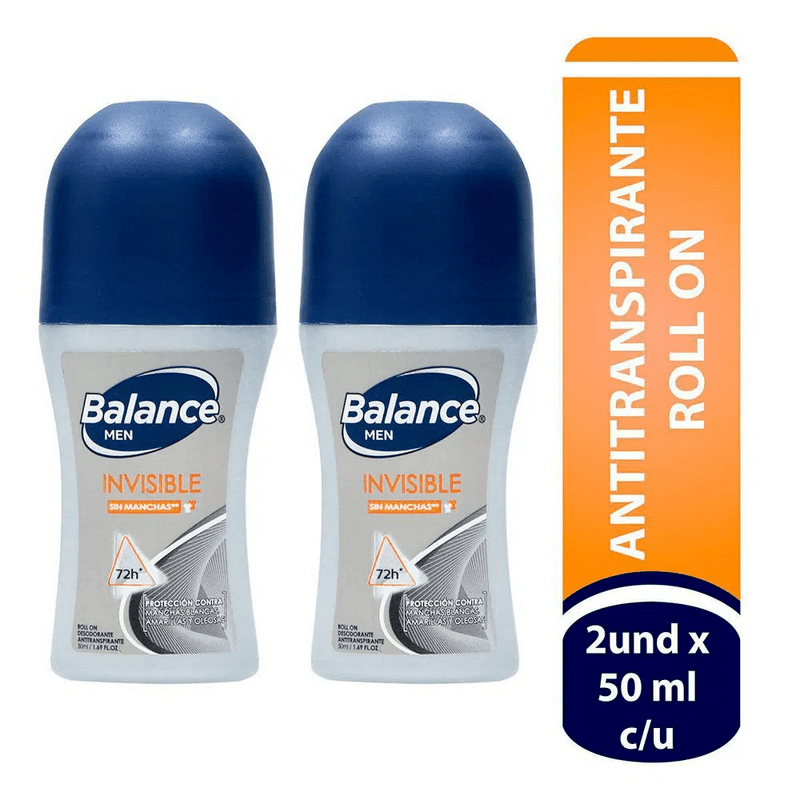 Desodorante Roll On Balance Men Invisible 2 Unidades X 50 Ml C/u