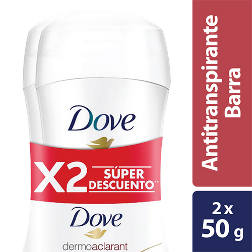 Desodorante Barra Dove Dermo Aclarant 2 Unidades X 50 Gramos C/u