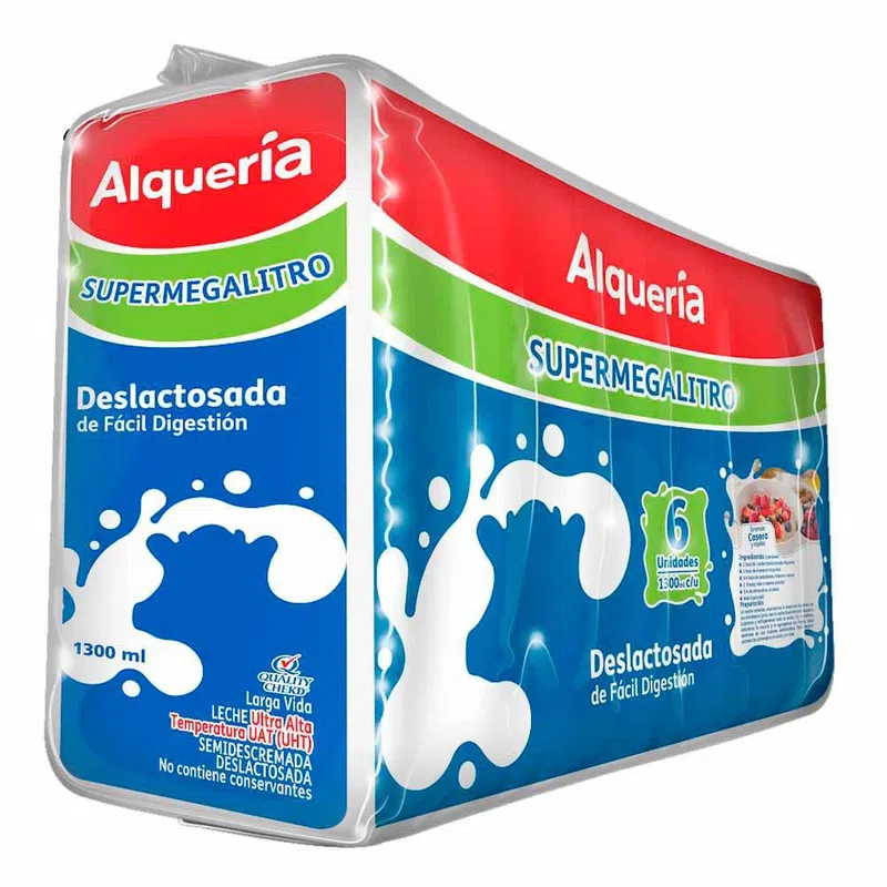 Leche Deslactosada Alqueria Six Pack SuperMegalitro