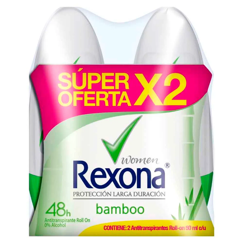 Desodorante Rexona Bamboo Roll On 2 Unidades X 50 Ml