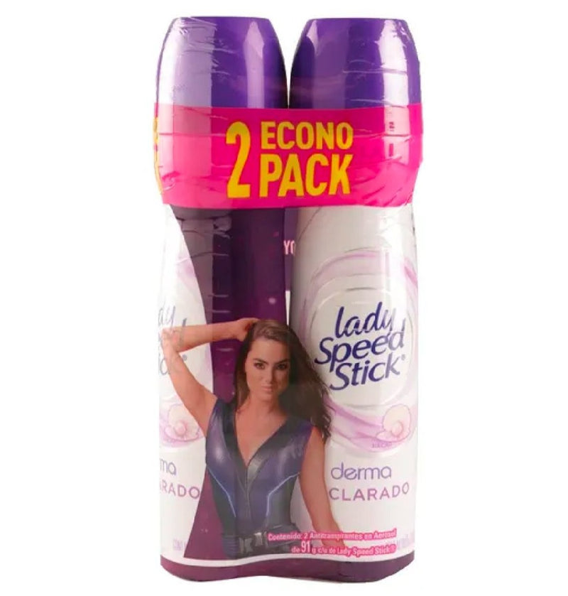 Desodorante Lady Speed Stick Derma Aclarado Aerosol 2 Unidades X 150 Ml C/u