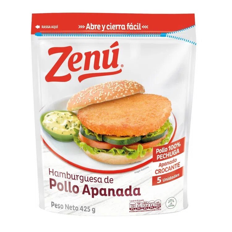 Hamburguesa de Pollo Apanada Zenu X 5 Unidades