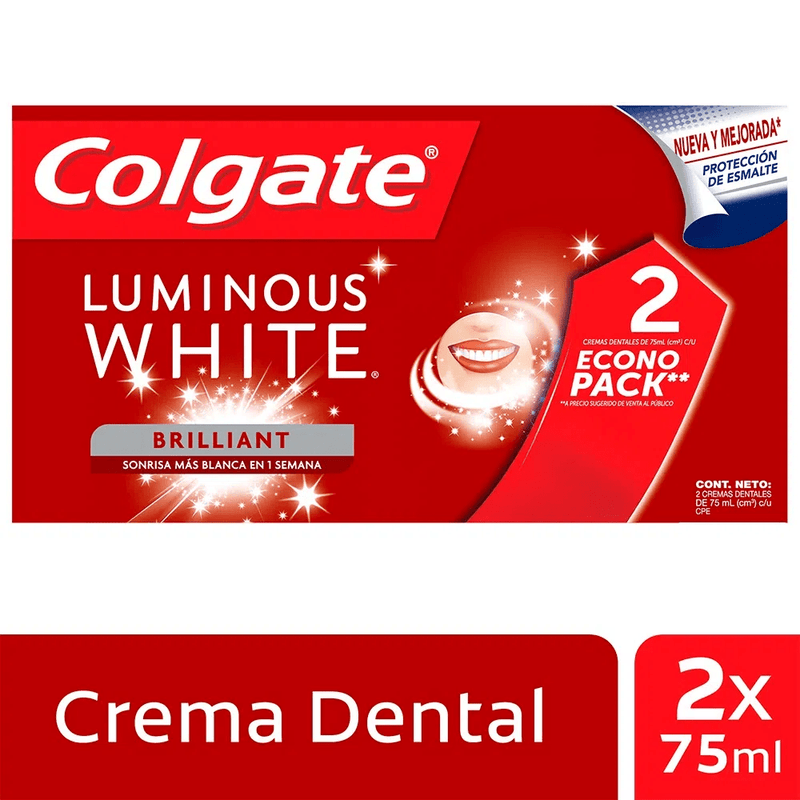 Crema Dental Colgate Luminous White Brilliant X 2 Unidades de 75 Ml C/u