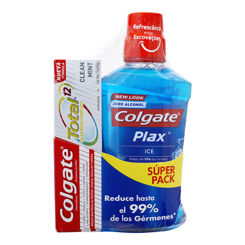 Enjuague Bucal Colgate Plax Ice X 250 Ml + Colgate Total Clean Mint X 75 Ml