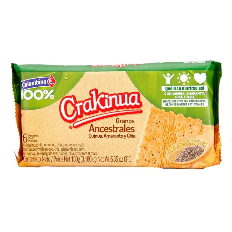 Galletas Crakeñas Granos Ancestrales Paquete X 6 Unidades de 30 Gramos C/u