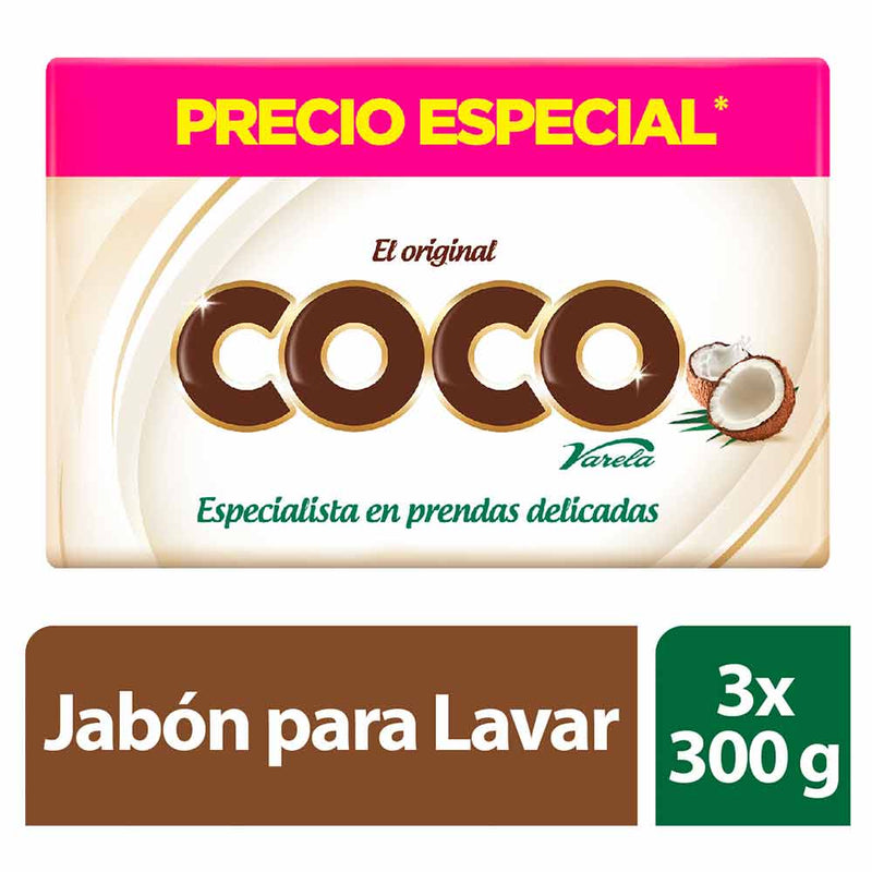 Jabón Coco Varela X 3 Unidades X 300 Gramos