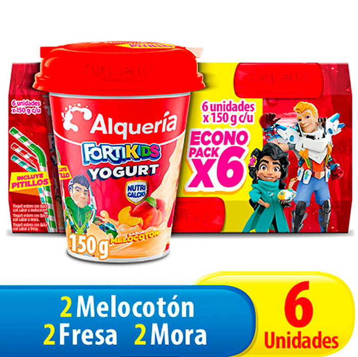 Yogurt Forti Kids Alquería Econo Pack X 6 Unidades de 150 Gramos