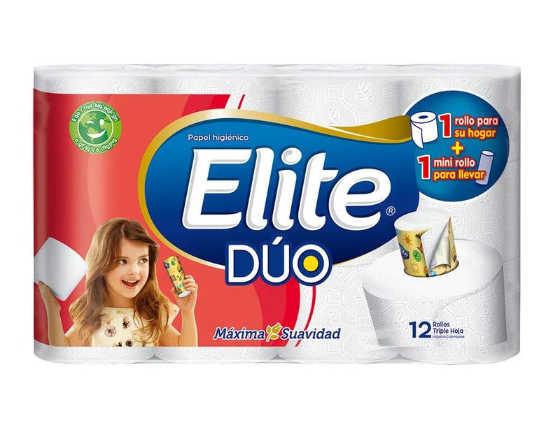 Papel Higiénico Elite Dúo Triple Hoja X 12 Rollos