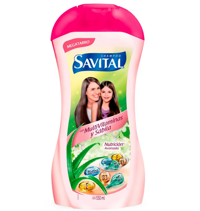 Shampoo Savital con MultiVitaminas y Sábila X 550 Ml