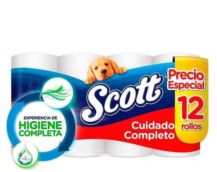 Papel Higiénico Scott Cuidado Completo Triple Hoja X 12 Rollos