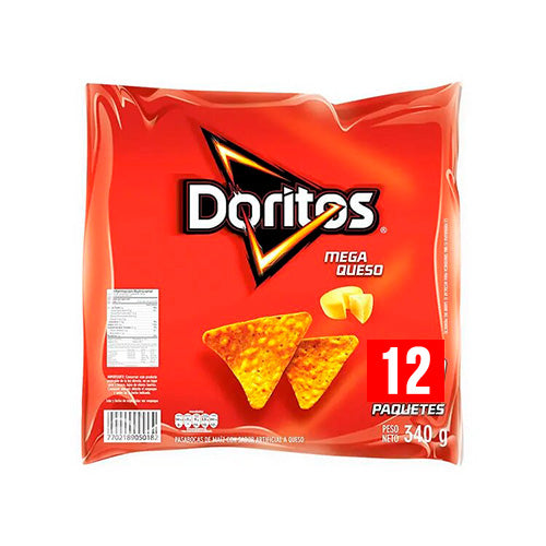 Doritos Mega Queso Pack X 12 Unidades de 34 Gramos C/u.