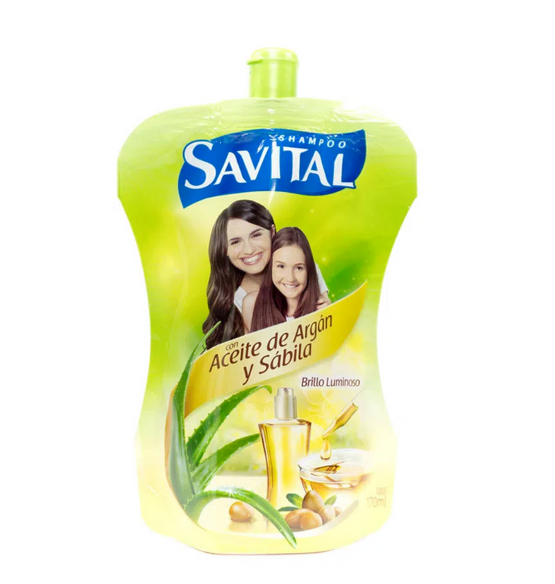 Shampoo Savital Con Aceite de Argán y Sábila Doy Pack X 170 Ml