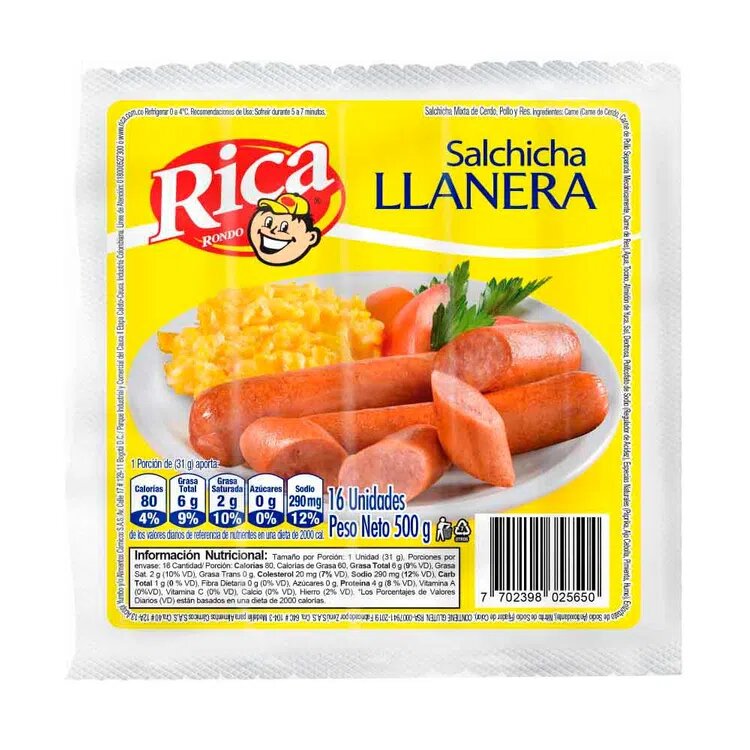 Salchicha Llanera Rica X 500 Gramos