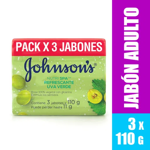 Jabón Johnsons Refrescante Uva Verde 110 Gramos X 3 Unidades