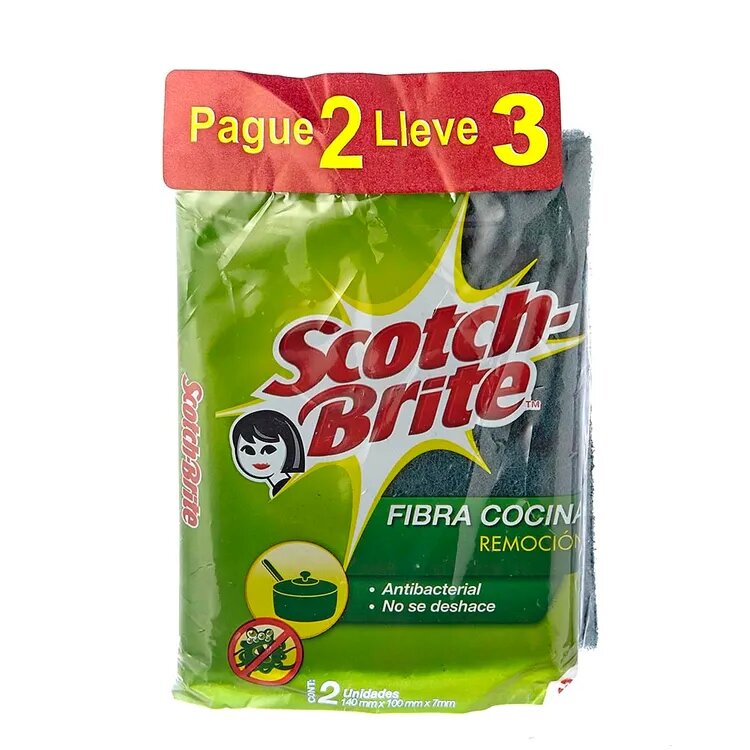 Fibra Cocina  Remoción Scotch Brite Pague 2 Lleve 3