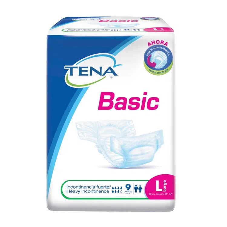 Pañal Tena Basic Talla L  X 9 Unidades