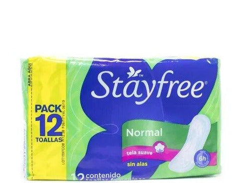 Toallas Higiénicas Stayfree Normal Sin Alas X 10 Unidades + 2 Und