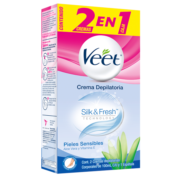 Crema Depilatoria Veet Aloe Vera y Vitamina E X 2 Unidades de 100 C/u