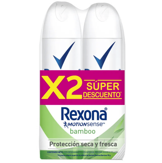 Desodorante Aerosol Rexona Bamboo 2 Unidades X 150 Ml C/u