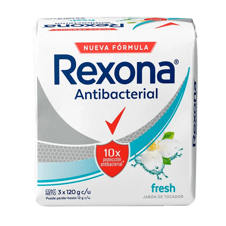 Jabón Rexona Antibacterial Fresh 120 Gramos X 3 Unidades