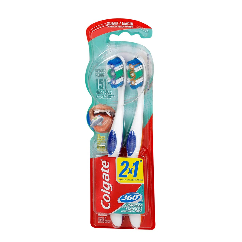 Cepillo Dental Colgate 360º Suave X 2 Unidades