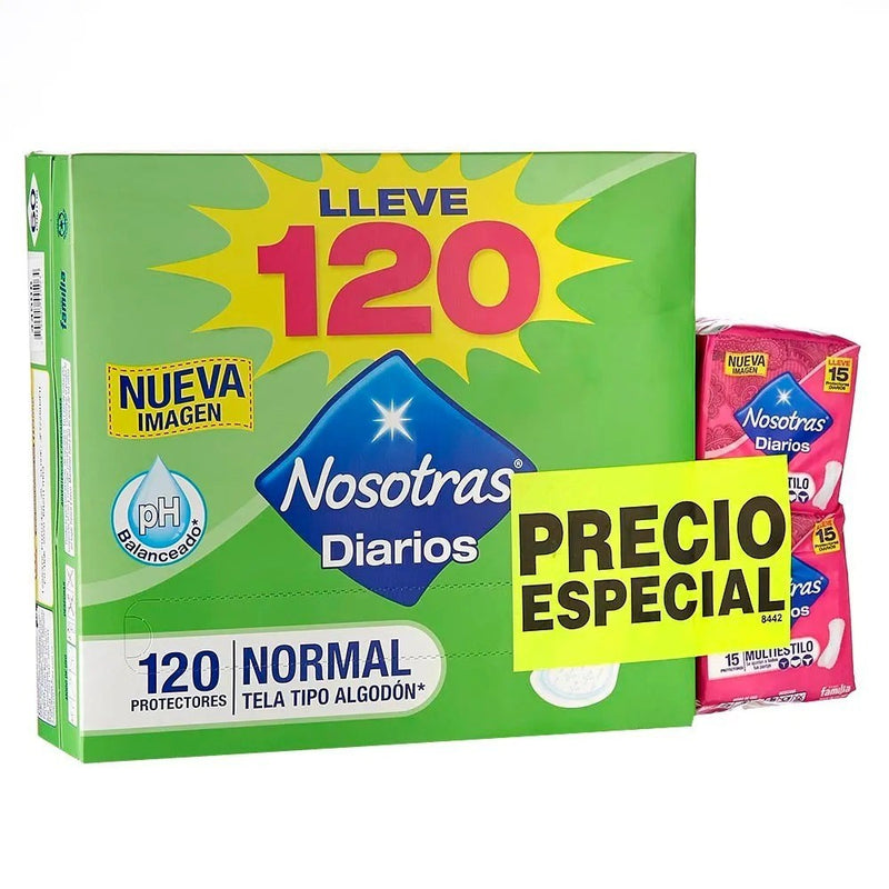 Protectores Diarios Nosotras Normal X 120 Unidades + 30 Protectores