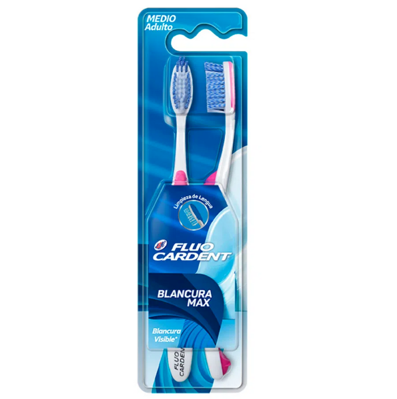 Cepillo Dental Fluo Cardent Blancura Max Medio X 2 Unidades