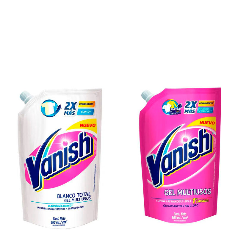 Quitamanchas Vanish Ropa Color + Ropa Blanca 2 Und de 800 Ml