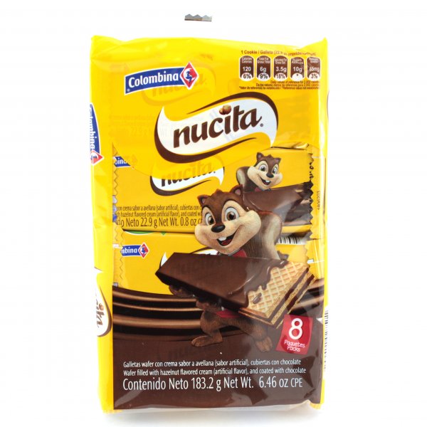 Galleta Nucita Wafer Cubierta Chocolate 8 X Unidades