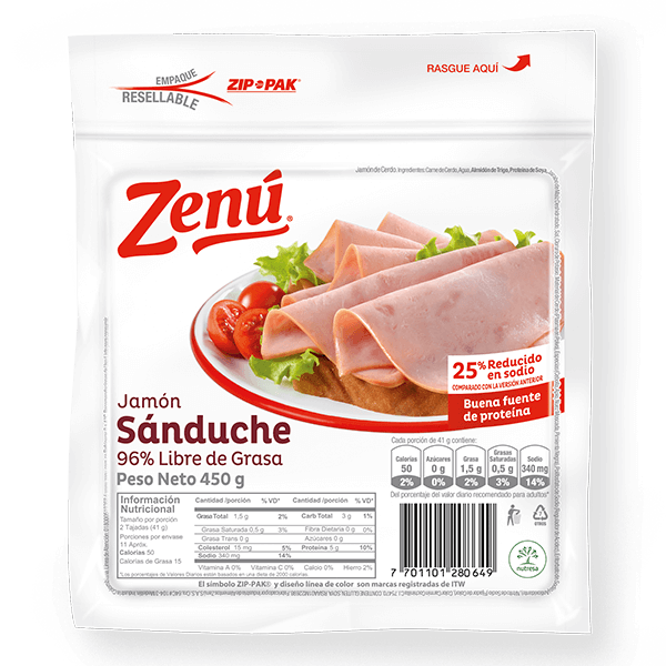 Jamón Sanduche Zenú X 450 Gramos