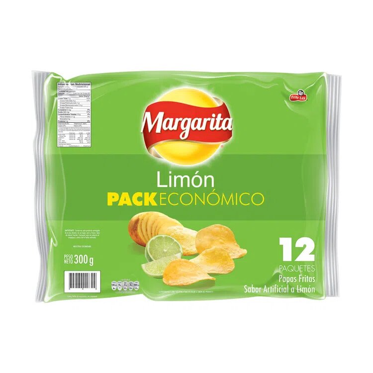 Papas Margarita Limón Pack X 12 Unidades de 33 gramos c/u.