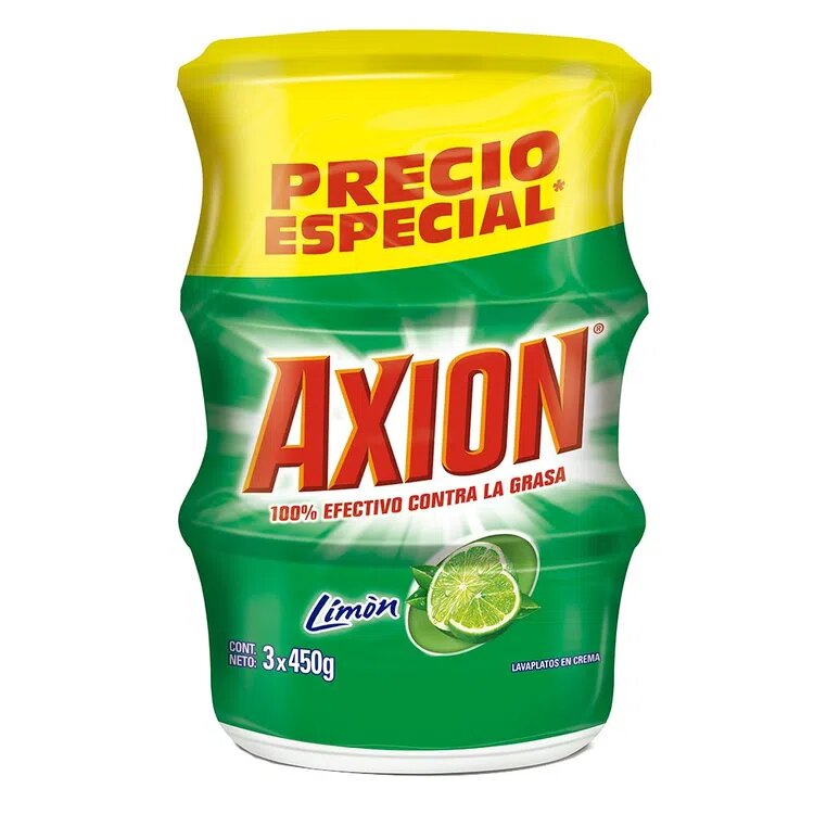 Crema Lavalozas Axion Limón 3 Unidades X 450 Gramos
