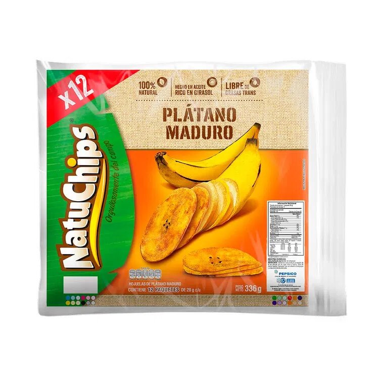Natuchips Plátano Maduro Pack X 12 Unidades de 40 gramos c/u.