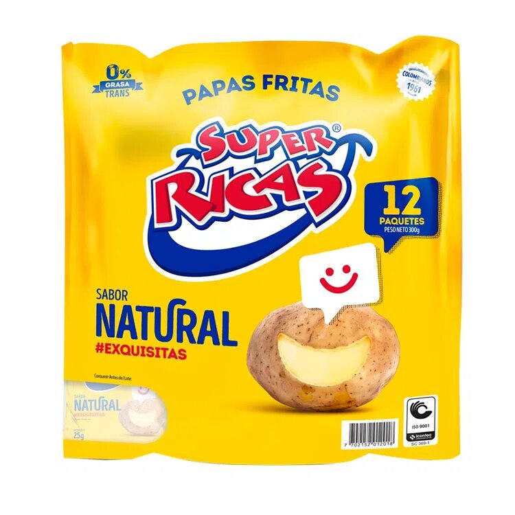 Papas Fritas Super Ricas Natural Pack X 12 Unidades de 30 gramos c/u.