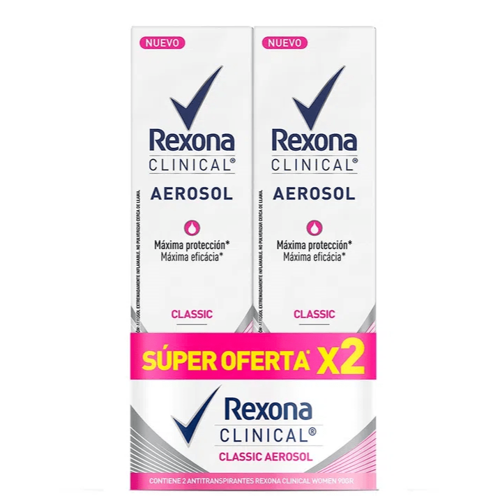 Desodorante Rexona Clinical Aerosol Classic 2 Unidades X 150 Ml C/u