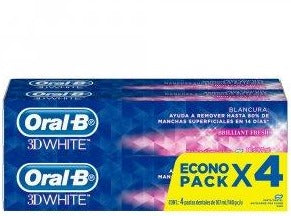 Crema Dental Oral B 3D White Brilliant Fresh X 4 Unidades de 107 Ml C/u