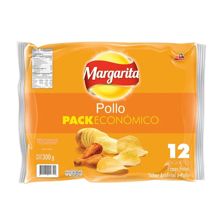 Papas Fritas Margarita Pollo Pack X 12 Unidades de 33 gramos c/u.