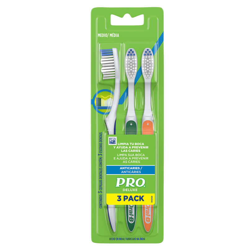 Cepillo Dental Pro Deluxe Medio X 3 Unidades