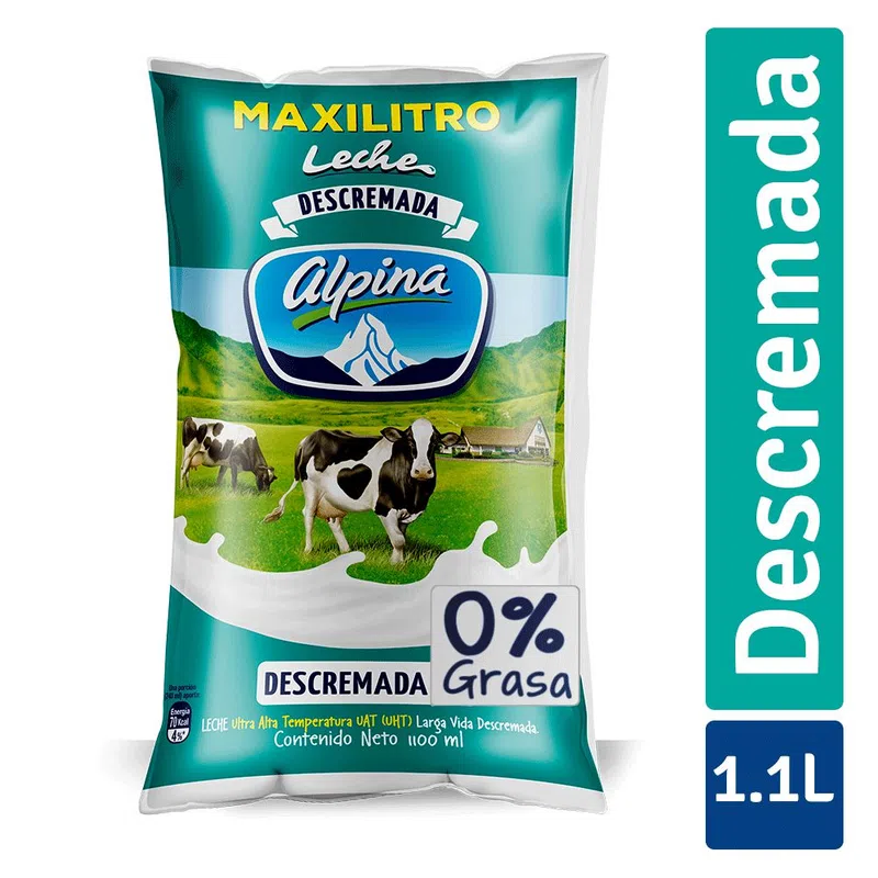 Leche Descremada Alpina Bolsa X 1100 ml