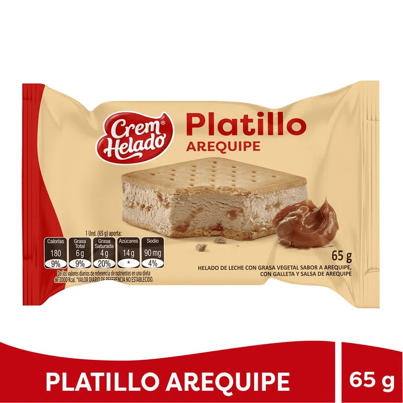 Platillo Arequipe Cream Helado X 65 Gramos