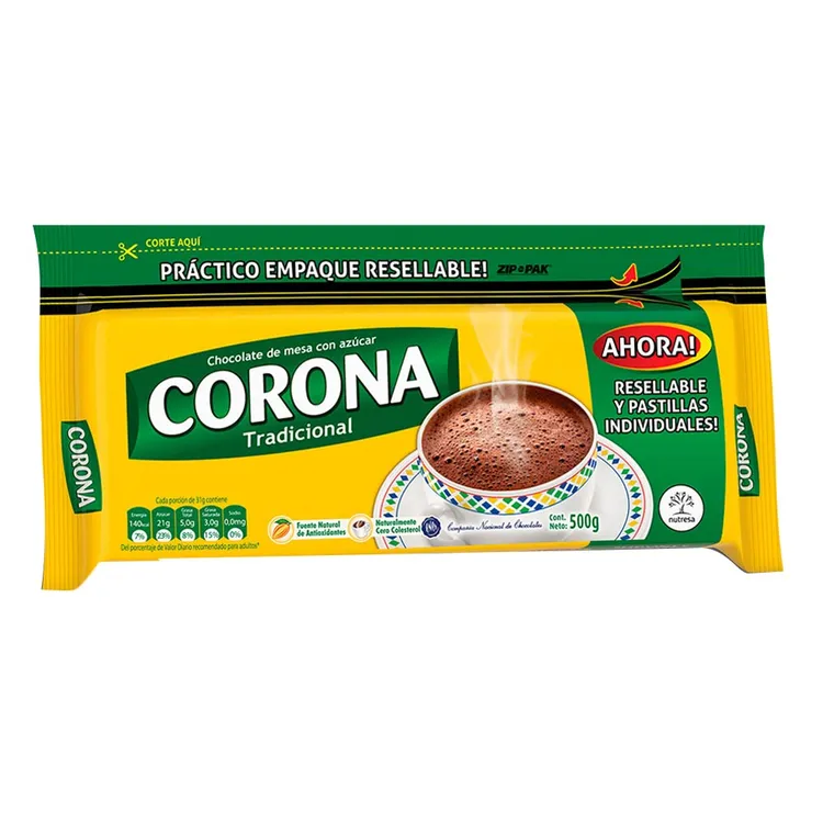 Chocolate Corona Tradicional Resellable X 500 Gramos