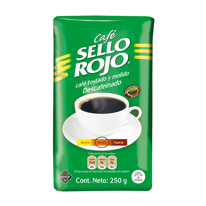 Café Sello Rojo Descafeinado X 250 Gramos