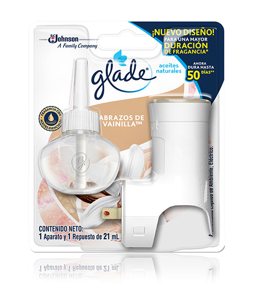 Ambientador Eléctrico Glade mas Repuesto Abrazos de Vainilla X 21 Ml