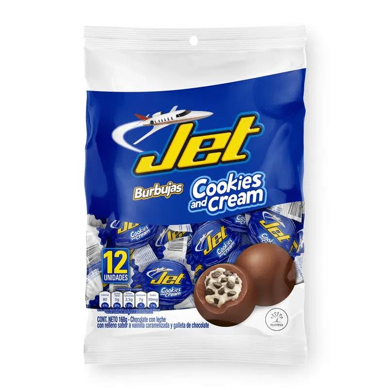 Chocolatina Jet Burbujas Cookies And Cream  X 12 Und X 168 Gramos